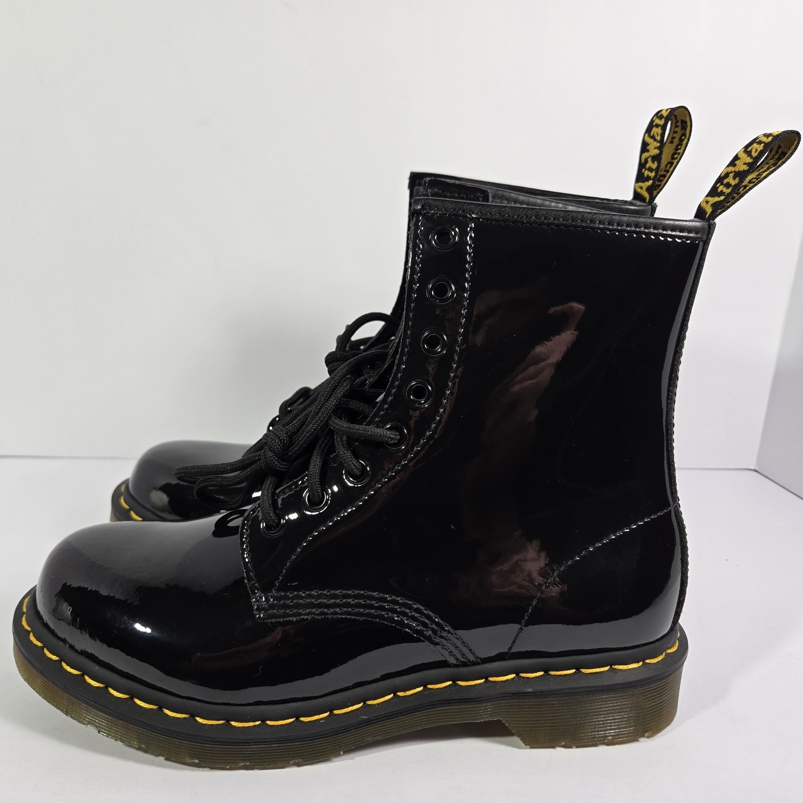 Dr Martens 11821 Black Patent Air Wair 11821 Leather Combat Boots Womens 9 Men 8