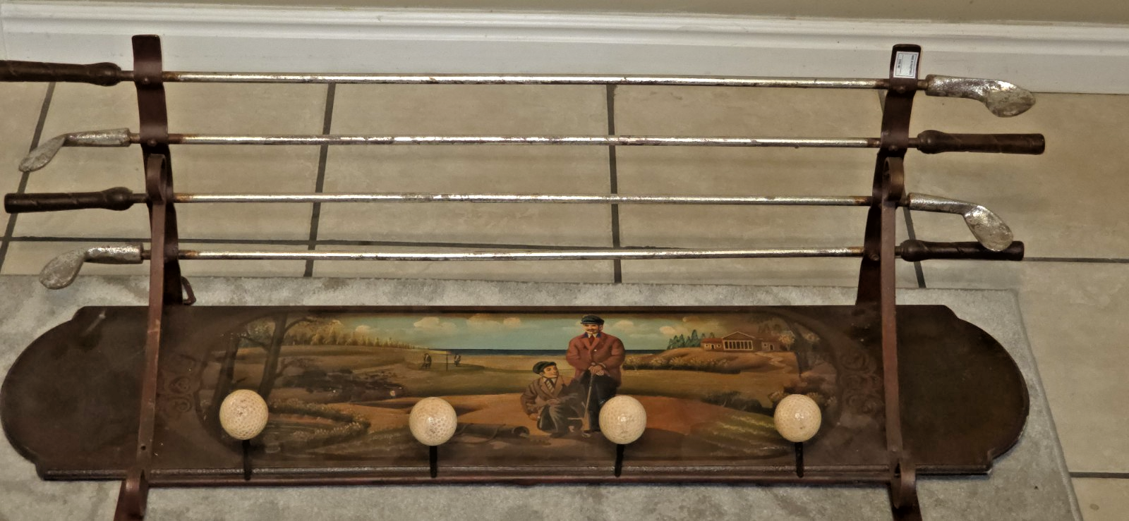 Vintage Golf Club Coat Rack Wall Hanger Wood Metal Art Decor Man Cave ...