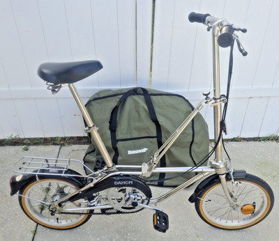  80s Dahon stainless steel Folding Bicycle Camping Bike Classic w Bag