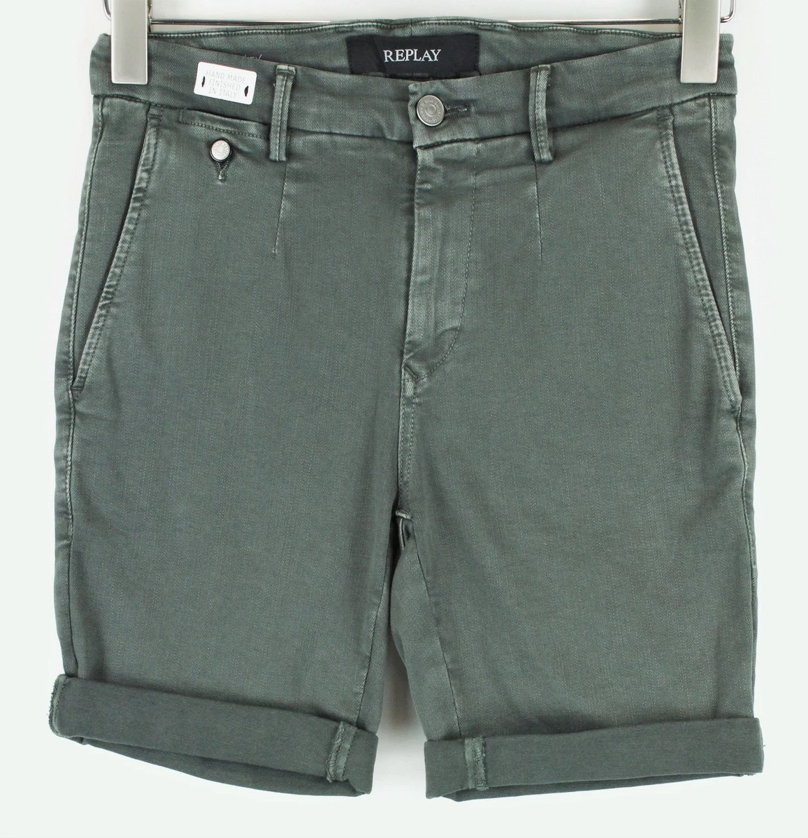 Pantaloncini Uomo Replay In Tessuto Ripstop Con Stampa Mimetico Tinta Unita (Overdyed)