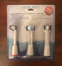 Triple Bristle Replacement Brush Heads Compatible w/ Sonicare Toothbrushes