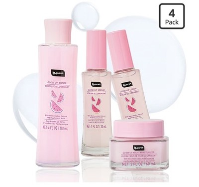 Glow Up Renewing Skin Care Gift Set - 1 Toner, 2 Renewing Serums, 1 Moisturiz...