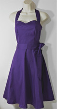 TOPDREES_Women's Fit Flare Solid Purple Dress_Size M_Knee Length Side Zipper