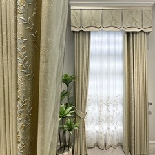 luxury European classical embroidery valance window cloth curtain tulle M1826