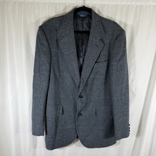 Pendelton Wool Blazer men's 42 Long Grey 100 Virgin 2 Button Front Inside Pocke