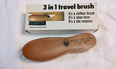 Knights of Columbus 3 in 1 Travel Brush Lint Remover Shoe Horn Clothes Brush NIB