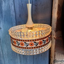 Vintage Pendant Lamp / Suspension – Retro Plexiglass & Glass – Boho 30cm