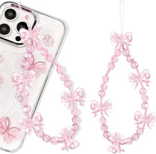 Phone Charms Strap-Pink Bow Strawberry Cherry Charm Strap Universal Lanyard Wris
