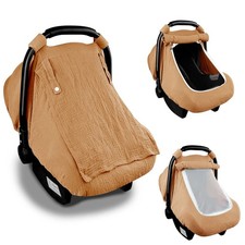 Hooyax Muslin Car Seat Covers for Babies, Summer Baby Carseat Cover, Brown