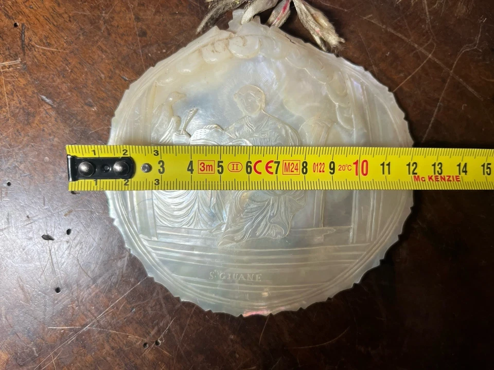 Coquille de Nacre Gravée Ancienne S.Giuane - Photo 4/4