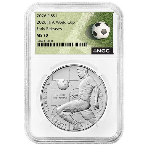 2026-P Unc $1 FIFA World Cup Silver Dollar NGC MS70 ER FIFA Label