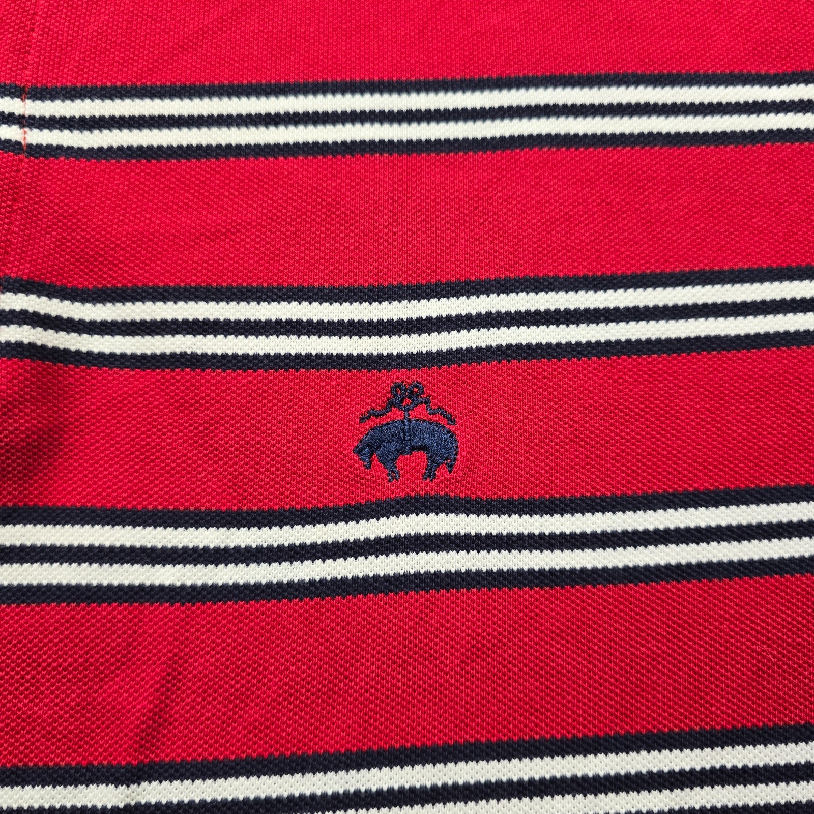 Brooks Brothers Polo Shirt Mens Medium/Large Red Striped Golden Fleece Golf thumbnail 3
