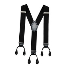 Men's Y-Back 2 Inches Wide Heavy Duty Button End Adjustable Utility Black