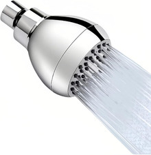 High Pressure Shower Head 3" Chrome 360  Rotating Rainfall Self-Cleaning Nozzles