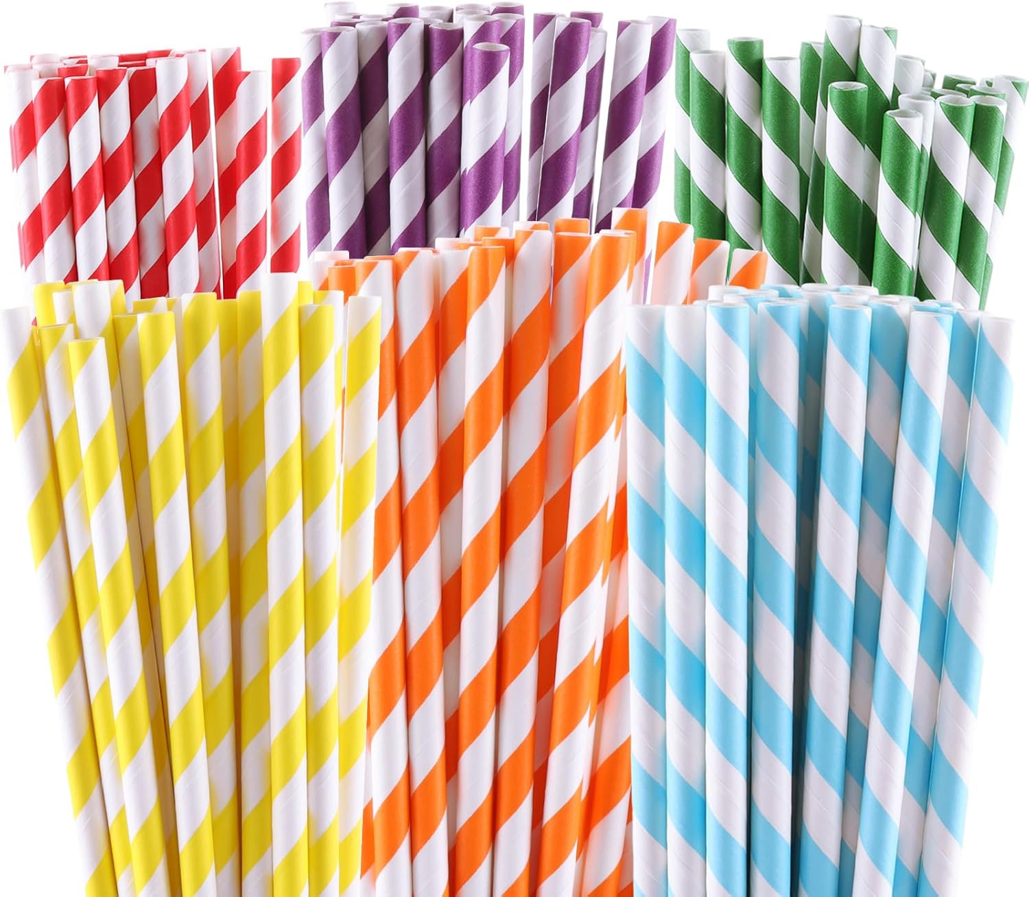 300 Pack Rainbow Paper Straws Biodegradable Drinking Straws For Parties 6 Colors