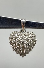 14k White Gold Diamond Heart Pendant 3.4g