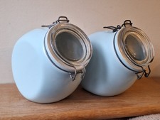 Nigella Lawson Living Kitchen Ceramic Duck Egg Blue Canisters x 2 Discontinued