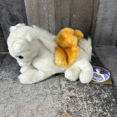 Rare Vintage Dakin & Co. Pegasus Flying Horse White Gold Wings Plush 10'' Used