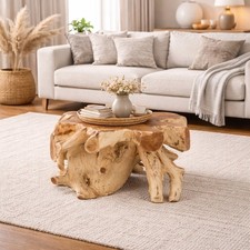 Couchtisch AKAR Natural ca.D60cm Teakwurzelholz massiv Teak Beistelltisch Unikat