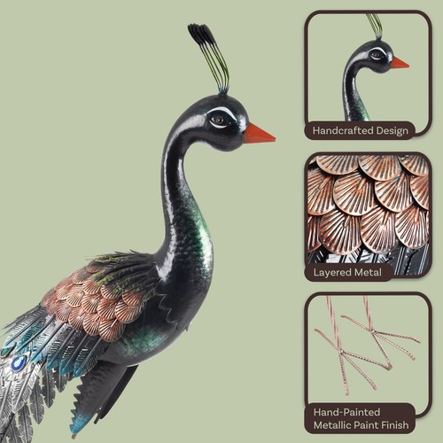 Peacock Lawn Decoration - Handcrafted Bird Decor - Easy to Assemble Metal Yar... - Picture 2 of 8