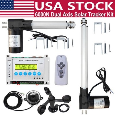 6000N 12V LCD Dual Axis Solar Tracking Tracker Kits W/ (6''&12'' )Linear Actuators