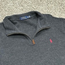 Polo Ralph Lauren Quarter Zip Pullover Sweater Long Sleeve Charcoal Grey Mens XL