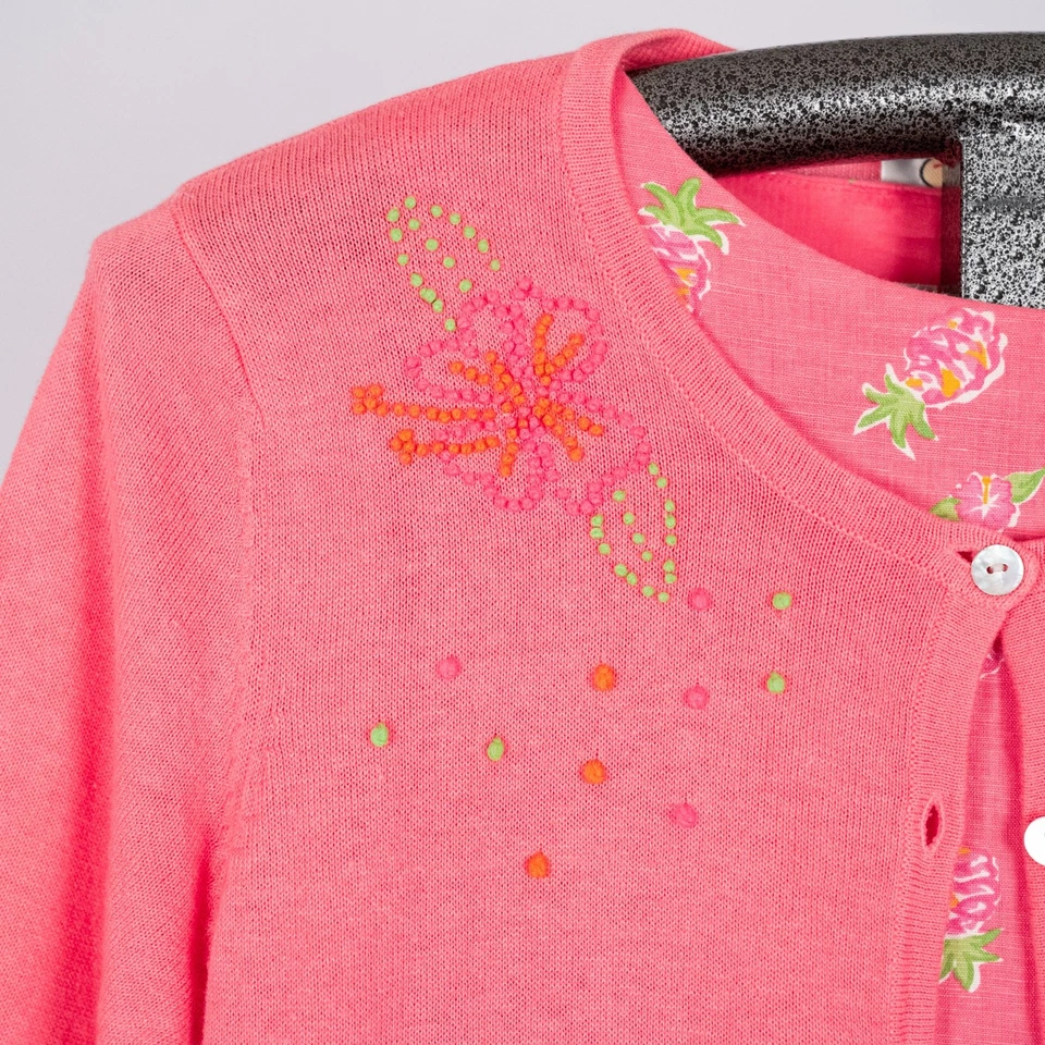 Vestido Vintage Talbots Mezcla de Lino Tropical Piña + Cárdigan a Juego Talla 10 Foto 3 de 4