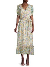 CALVIN KLEIN Womens White Button Front Lined Tie Wai Midi Dress 4