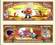 OUR YOSEMITE SAM CARTOON DOLLAR BILL (2 Bills)