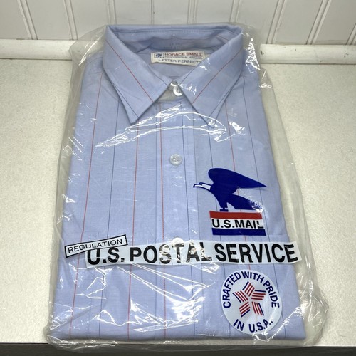Vintage USPS Postal Service US Mail Button Shirt Long Sleeve Gr. 15-34 Nadelstreifen