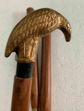 Brass Solid Head Handle Vintage Wooden Walking Stick Cane Crow Handle Gift Style