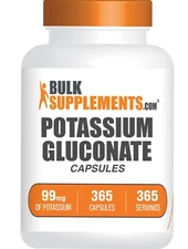 BulkSupplements Potassium Gluconate 365 Capsules - 99mg Potassium per Serving