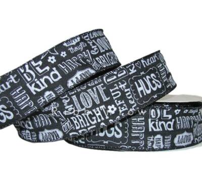 5 Yards Chalkboard Live Laugh Love Dream Big Happy Thoughts Wired Ribbon 1 1/2''W