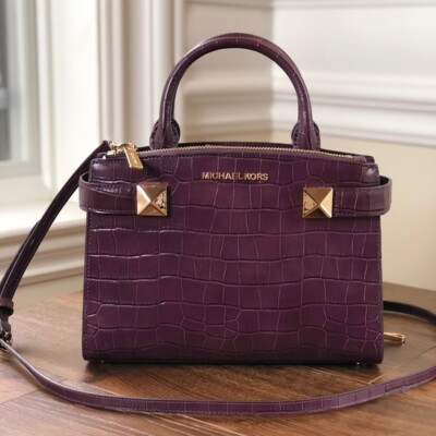 NEW Michael Kors Karla Small E-West Satchel Embossed Leather