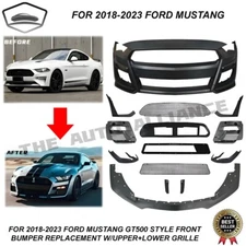 Fits 2018-2023 Ford Mustang GT500 Style Front Bumper Conversion Replacement Set