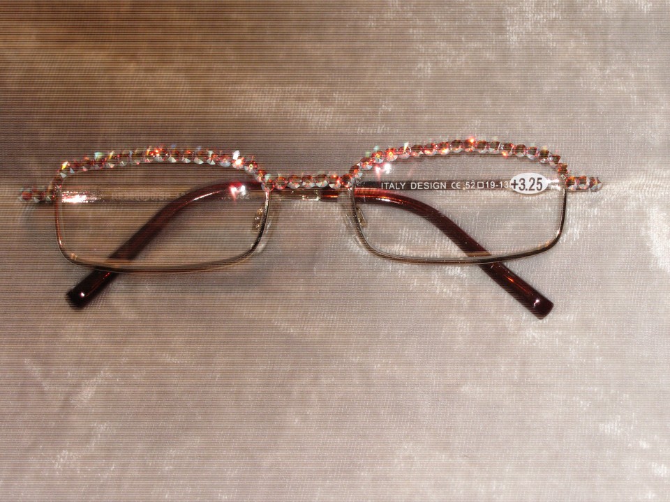 Made with Swarovski Crystal Jeweled Reading Glasses +3.25 Bling Wire