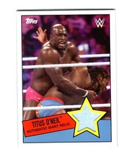 WWE Titus O'Neil 2015 Topps Heritage Event Used Shirt Relic Card Blue