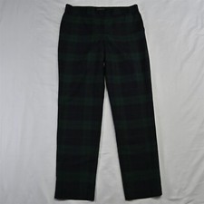 Talbots 2 Navy Blue Green Tartan Plaid Stretch Wool Flannel Womens Dress Pants
