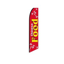Chinese Food Red Swooper Flutter Feather Flag 3ft W x 11.5ft Tall