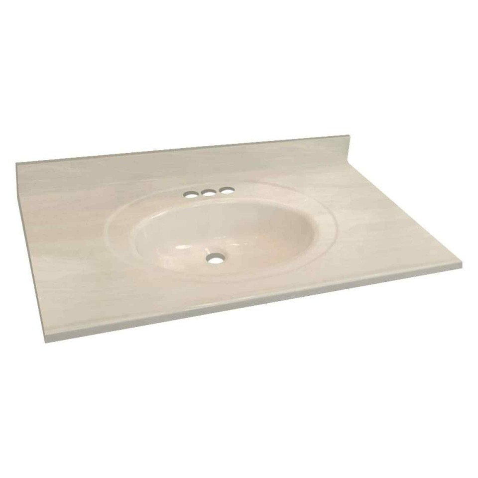 Transolid Cultured Marble 31in x 22in Vanity Top 31in x White 31