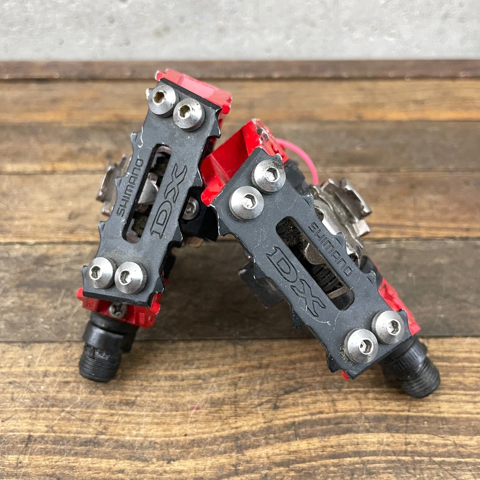 Pedales Shimano DX PD-M636 sin clip BMX MTB combo plano negro rojo años 90 00 A2 BMX Foto 3 de 4