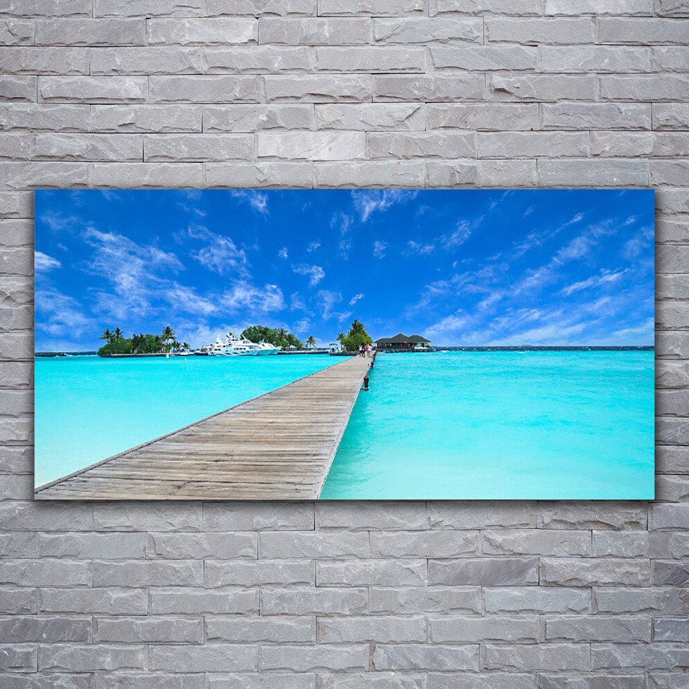 Tableau sur verre acrylique 120x60 cm avec impression de pont marin par Tulup