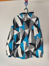 Empyre Women's M 10,000mm Long Jacket Coat Black/white/blue Geometric Hooded