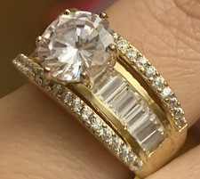 Vermeil sterling silver 8mm Pave cubic zirconia CZ Size 8