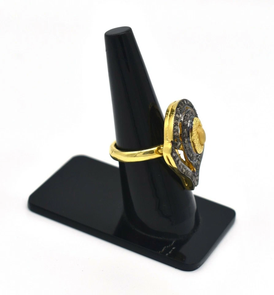 Pavé de Diamante Amarillo Zafiro Ovalado Piedra Preciosa 925 Plata Ley Mujer Aro - Imagen 4 de 4