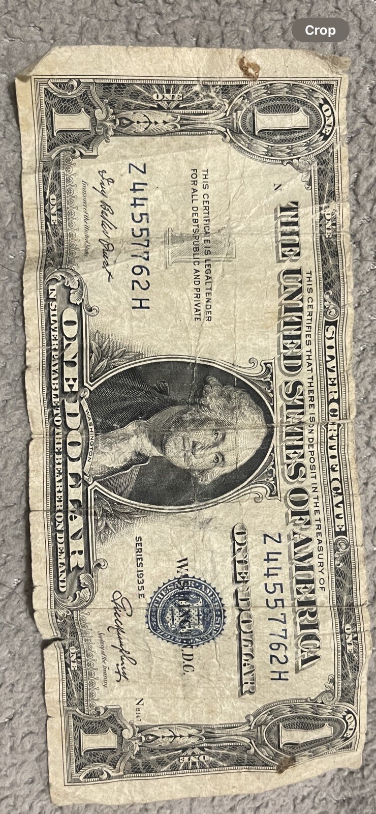 1935-e-one-dollar-note-silver-certificate-blue-seal-rare-ebay