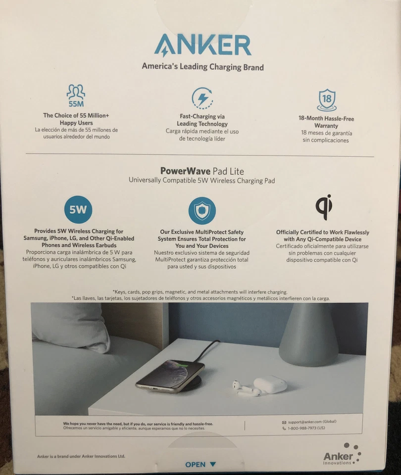 Anker Set It Down Power It Up Universal 5W Wireless Charging Pad Wireless New - Image 3 of 3