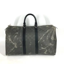 LOUIS VUITTON N41415 Damier Carbon Keepall 45 Travel Boston Bag Canvas Noir Used