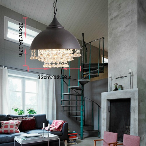 Rustic Industrial Chandelier Crystal Pendant Lighting Ceiling Light Fixture Lamp - Picture 10 of 11