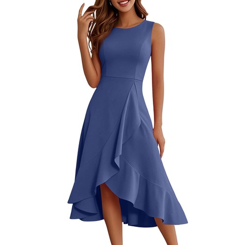 Women's Cocktail Party Formal Wedding Guest Ruffles Dresses, Prom Evening Dress - Picture 37 of 60